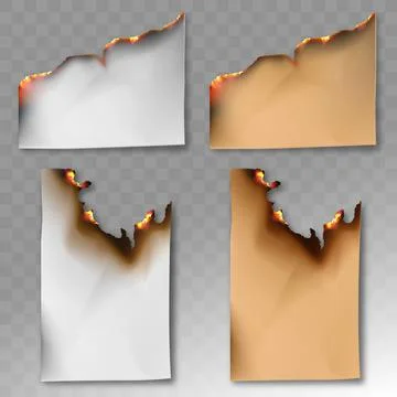 A set of burnt paper. Vector realistic template Stock Illustration
