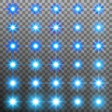 Set of burst light flash glow with flare effect. EPS 10 vector Illustrazione stock