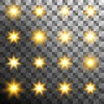 Set of burst light flash glow with flare effect. EPS 10 vector Illustrazione stock
