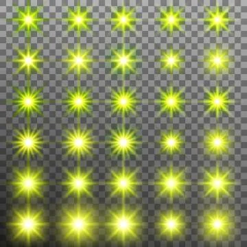 Set of burst light flash glow with flare effect. EPS 10 vector Stock Illustration