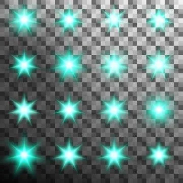 Set of burst light flash glow with flare effect. EPS 10 vector Illustrazione stock