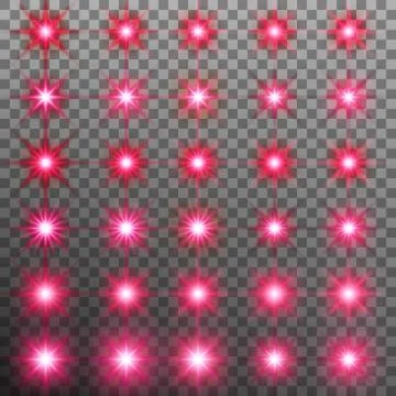 Set of burst light flash glow with flare effect. EPS 10 vector Illustrazione stock