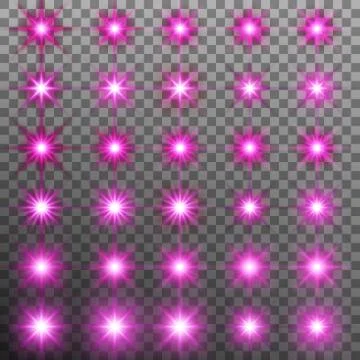 Set of burst light flash glow with flare effect. EPS 10 vector Stock Illustration