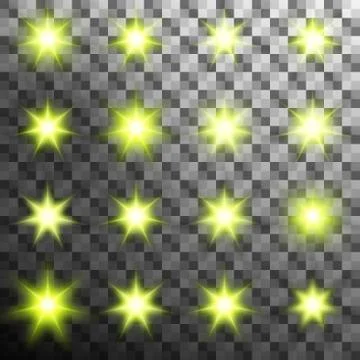 Set of burst light flash glow with flare effect. EPS 10 vector Stock Illustration