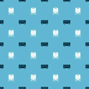 Set Bus and Train on seamless pattern. Vector Stock Illustration