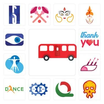 Set of bus, skull, quiznos, devops, dance, makeup artist, vitruvian man, than 무료 스톡 일러스트