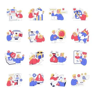 Set of Business and Analytics Flat Illustrations Stock Illustration