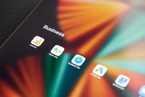 Set of business apps on tablet Stockfoto's