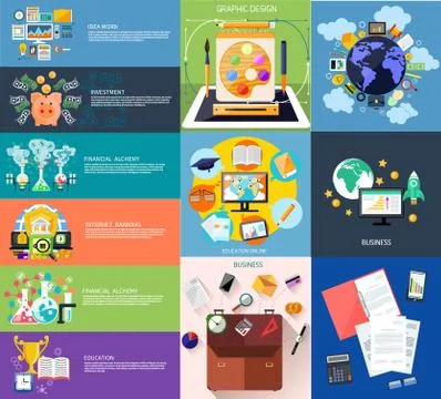 Set of business banners Stock Illustration