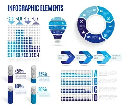 Set of business blue infographic elements Illustrazione stock