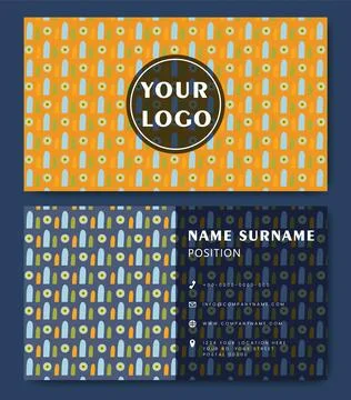 Set of business cards with abstract pattern. Double sided corporate card temp Stock Illustration