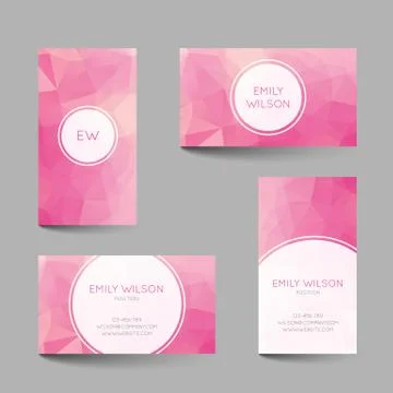 Set of business cards low poly design Stock Illustration