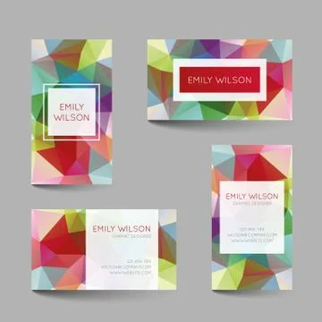Set of business cards low poly design Stock Illustration