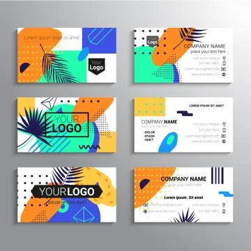 Set of business cards - vector template abstract tropical background Stock Illustration