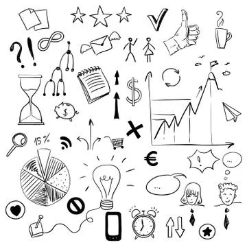 Set of business  doodles elements Stock Illustration