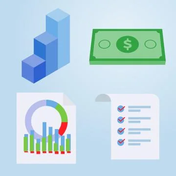 Set of business flat icon Stock Illustration