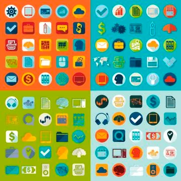 Set of business flat icons Stock Illustration
