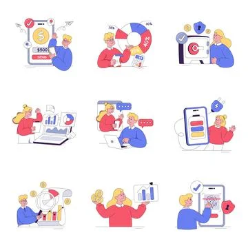 Set of Business Flat illustrations Stock Illustration