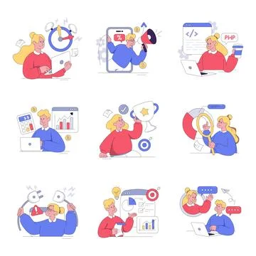 Set of Business Flat Illustrations Stock Illustration