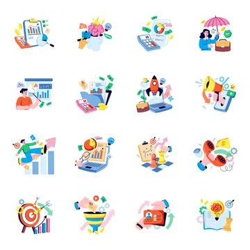 Set of Business Flat Illustrations Stock Illustration