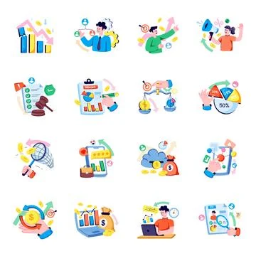 Set of Business Flat Illustrations Stock Illustration
