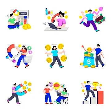 Set of Business Flat Illustrations Stock Illustration