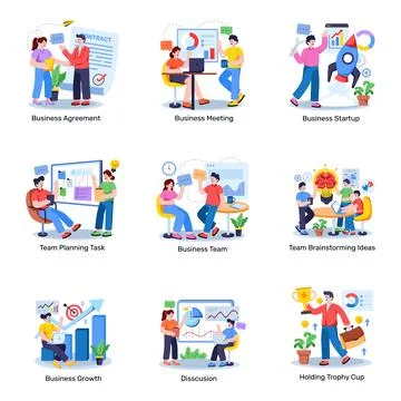 Set of Business Flat Illustrations Stock Illustration