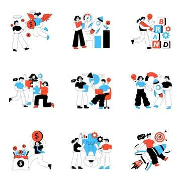 Set of Business Flat Illustrations Stock Illustration