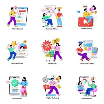 Set of Business Flat Illustrations Stock Illustration