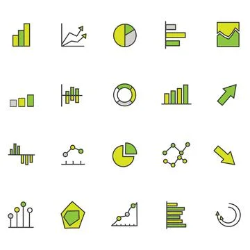 Set of business graph icon. Chart growth vector illustrator. Stock Illustration