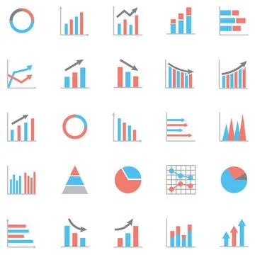 Set of business graph icon Stock Illustration