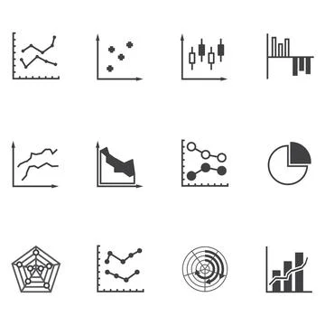 Set of business graph icon Stock Illustration