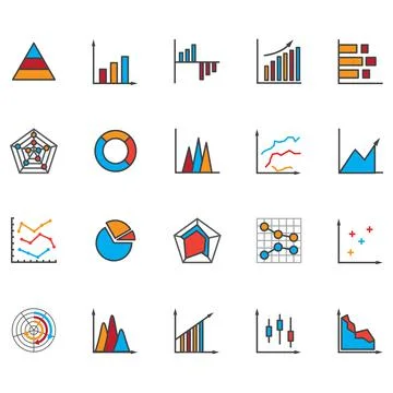 Set of business graph icon Stock Illustration