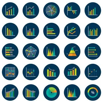 Set of business graph icon Stock Illustration