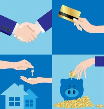 Set of  Business Hands Vector Stock Illustration