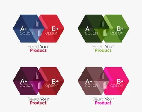 Set of business hexagon layouts with text and options 스톡 일러스트