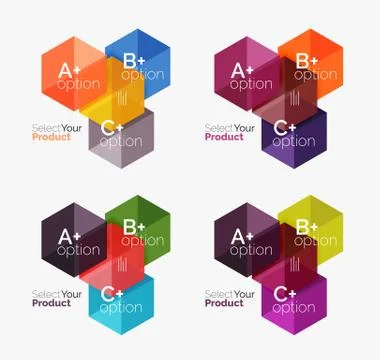 Set of business hexagon layouts with text and options Stockillustratie