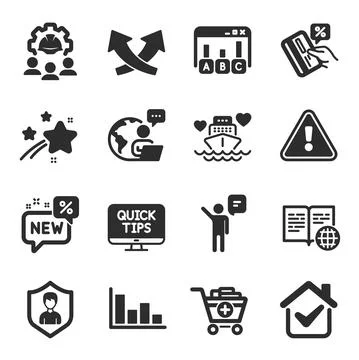 Set of Business icons, such as Security agency, Web tutorials, Engineering team 库存插图