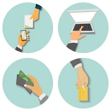Set of business illustrations, Flat design. vector Illustrazione stock