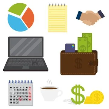 Set of business important items, isolated on a white background. Stock Illustration