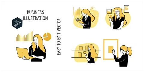 Set of business intelligence concept Stockillustratie