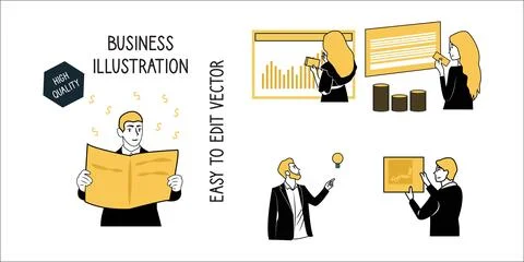 Set of business intelligence concept Stock Illustration