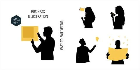 Set of business intelligence concept Stock Illustration