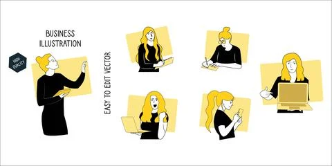 Set of business intelligence concept Stock Illustration