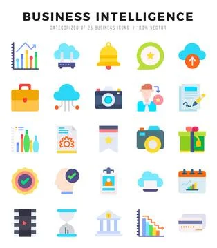 Set of Business Intelligence Icons. Simple line art style icons pack.for we.. Stockillustratie