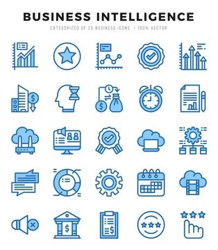 Set of Business Intelligence icons in Two Color style. Two Color Icons symb.. 스톡 일러스트
