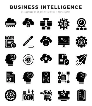 Set of Business Intelligence icons. Vector Illustration. Stock Illustration