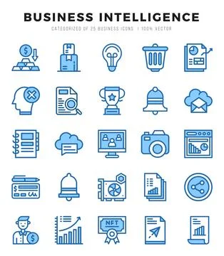 Set of Business Intelligence icons. Vector Illustration. Stock Illustration