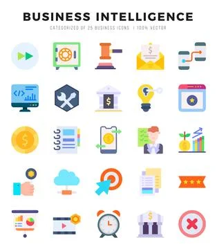 Set of Business Intelligence icons. Vector Illustration. Stockillustratie