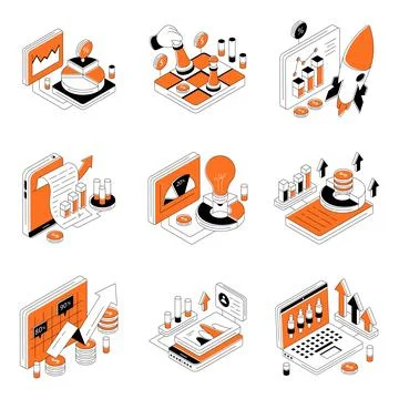 Set of Business Isometric Illustrations Stock Illustration